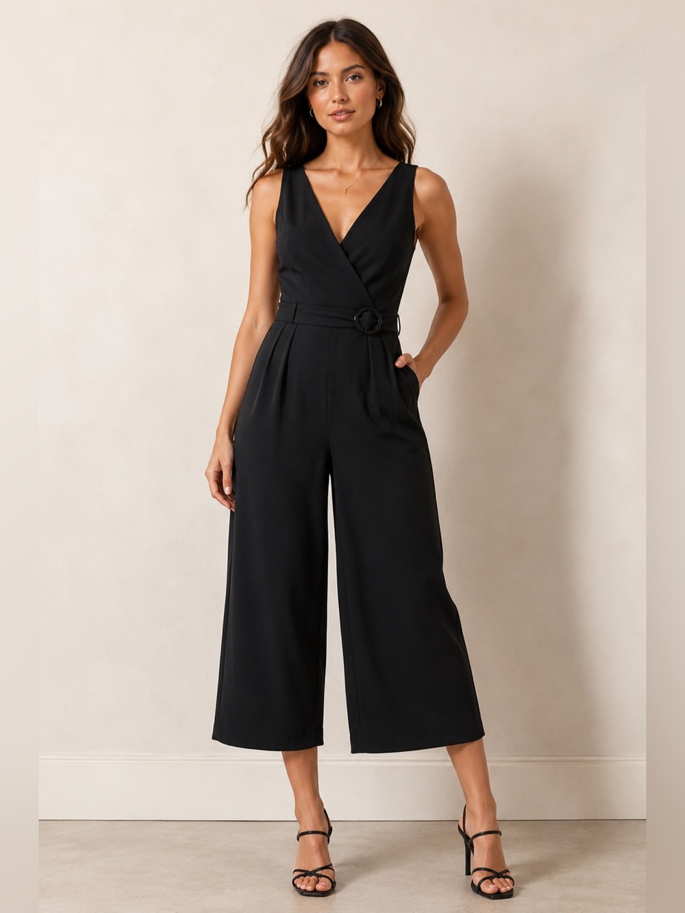 AQUA Wide Leg Sleeveless Black Jumpsuit size XS NWT
